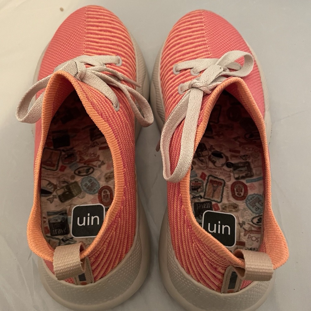 UIN Coral Pink Orange Red Mijas Shoes Women's Size 6, Slip On - Picture 7 of 9